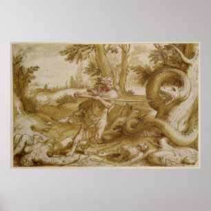 Affiche Cadmus sur le point d'attaquer un dragon