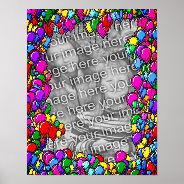 Affiche Cadre Ballons colorés Ajouter votre photo (Devant)