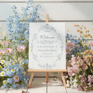 Affiche Cadre Bleu Français Vintage Bienvenue à la Mariée 
