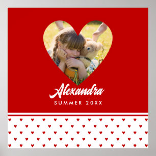 Affiche Cadre coeur rouge photo personnalisé Moderne Anniv