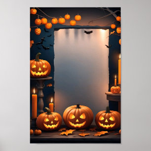 Affiche Cadre d'affiche d'invitation blanc Halloween #13