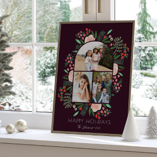 Affiche Cadre d'arch moderne Floral Famille Noël 3 Photo 