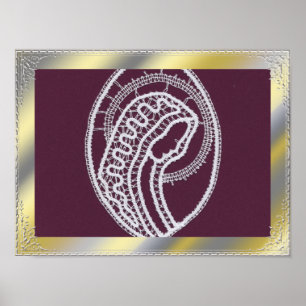 Affiche Cadre de bordure argent or élégant photo personnal