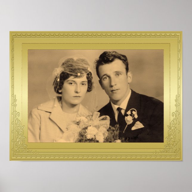 Affiche Cadre de bordure en or de luxe photo personnalisée (Devant)