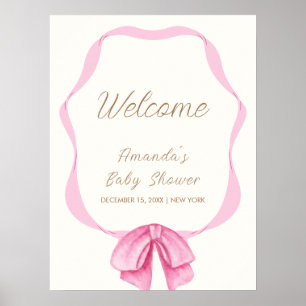 Affiche Cadre de fille à arc rose vintage Fille Bienvenue