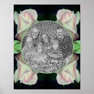 Affiche Cadre de fleur de bourgeon de rose rose Créer votr