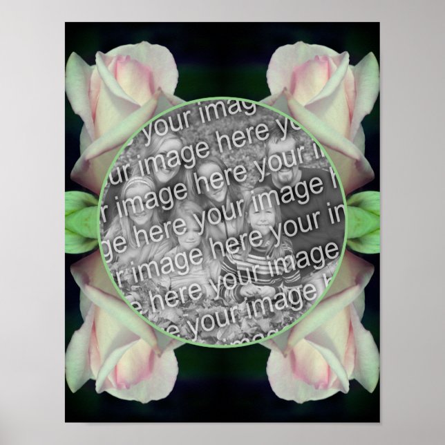 Affiche Cadre de fleur de bourgeon de rose rose Créer votr (Devant)
