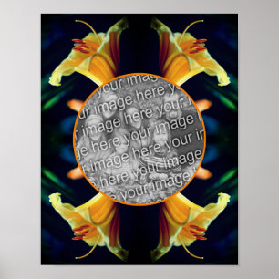Affiche Cadre de fleur de lily jaune Créez votre propre ph