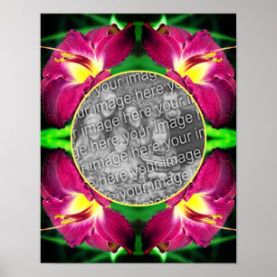 Affiche Cadre de fleur d'hémérocalle Créez votre propre ph