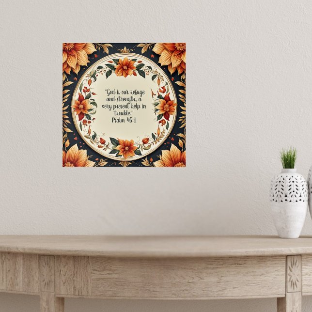 Affiche Cadre de fleurs d'automne Versets bibliques  (Créateur téléchargé)