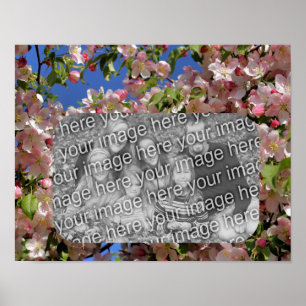 Affiche Cadre de fleurs roses Créez votre propre photo