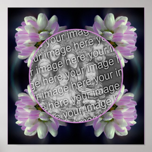 Affiche Cadre de fleurs roses et blanches Créez votre prop (Devant)