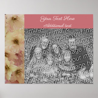 Affiche Cadre de fleurs roses Personnalisé Ajouter votre p