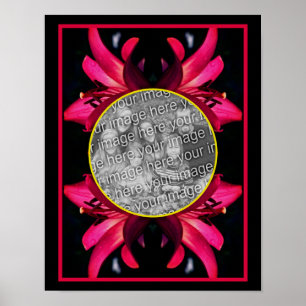 Affiche Cadre de fleurs rouges Lily Créez votre propre pho