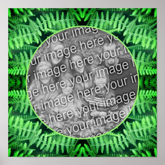 Affiche Cadre de fougères vertes Créez votre propre photo (Devant)