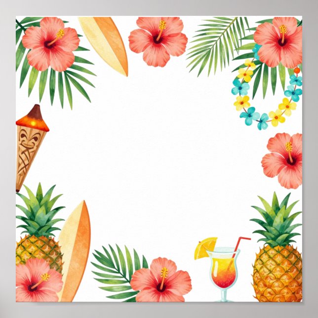 Affiche Cadre de Hibiscus Tropical Vibes Aloha (Devant)