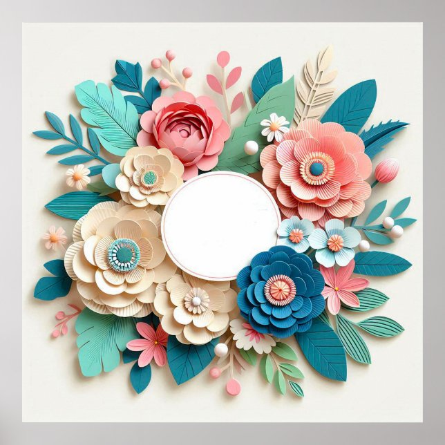 Affiche Cadre de mariage floral (Devant)