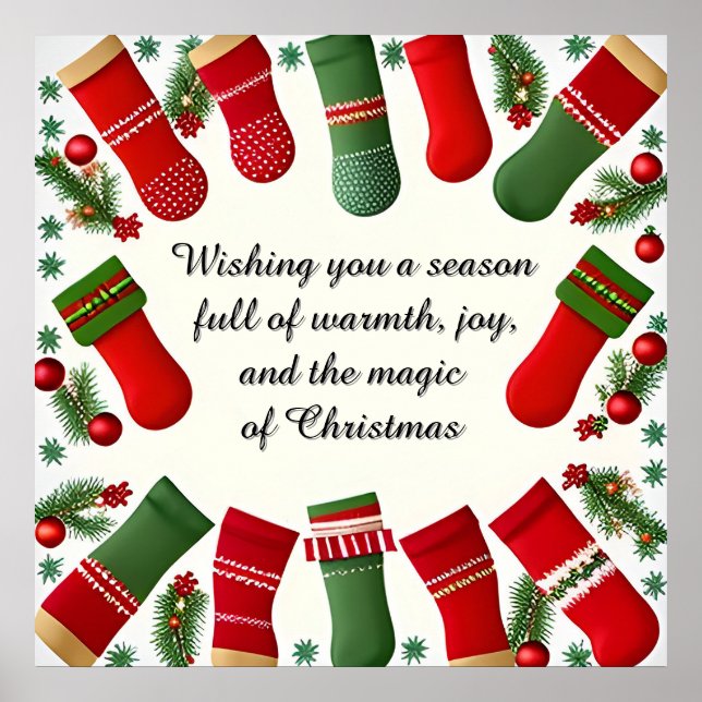 Affiche Cadre de Noël festif avec Branches de pin (Devant)