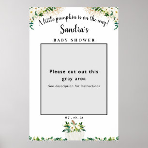 Affiche Cadre de photo pour Baby Shower avec citrouille et