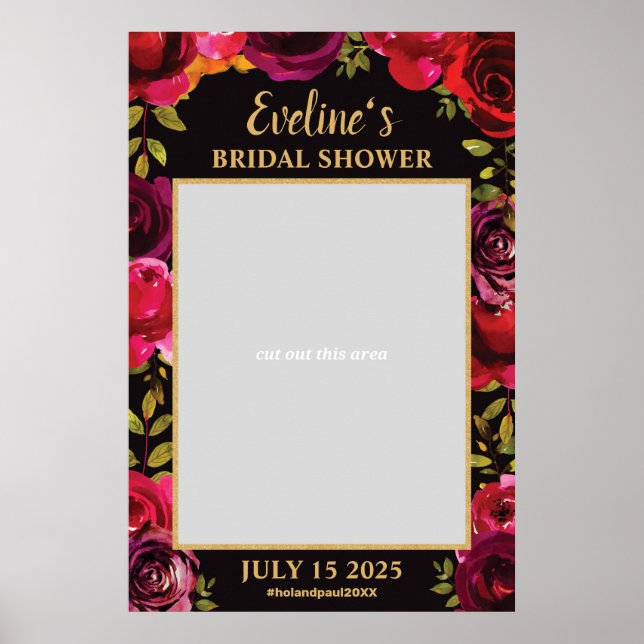Affiche Cadre de photo prop Boho Marsala Roses Rouge Profo (Devant)
