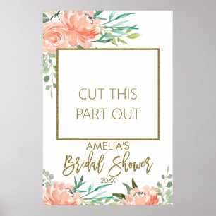 Affiche Cadre de photobooth de mariage floral aux pêches
