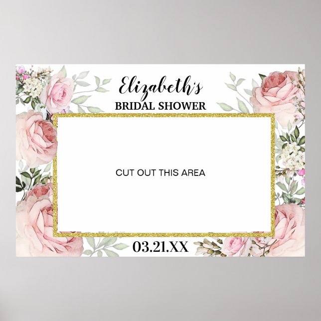 Affiche Cadre de photomaton floral rose Boho Blush  (Devant)