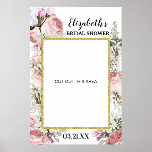 Affiche Cadre de photomaton floral rose Boho Blush