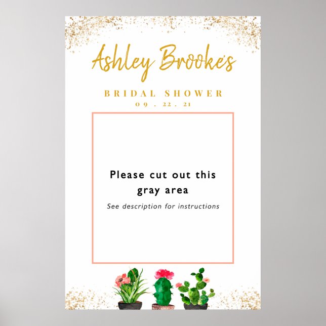 Affiche Cadre de photomaton pour mariage Fiesta Cactus (Devant)