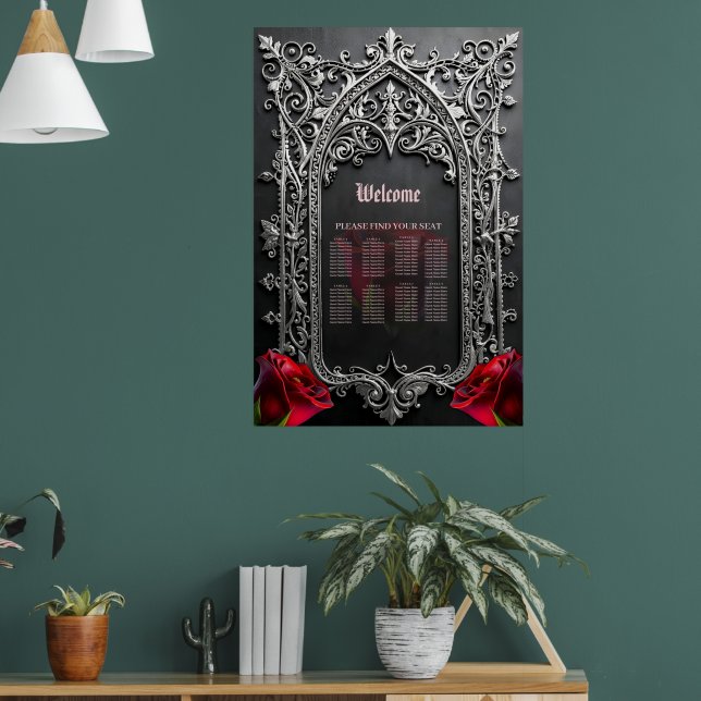 Affiche Cadre de rose de mariage gothique élégant  (Salon 1)