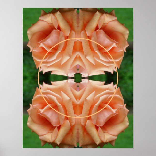 Affiche Cadre de rose de pêche en fleurs Créez votre propr (Devant)