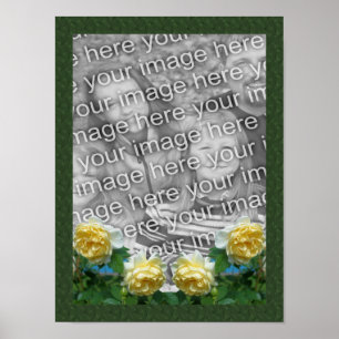 Affiche Cadre de roses jaunes Ajoutez votre photo 