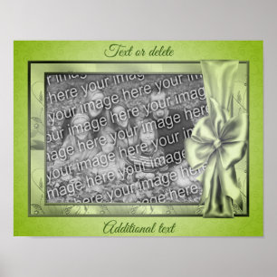Affiche Cadre de ruban de satin vert Créer votre propre ph