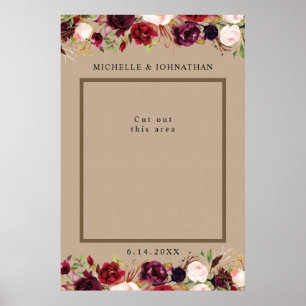 Affiche Cadre de selfie pour photo de fleurs Kraft rustiqu