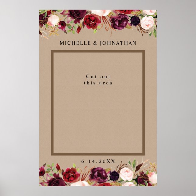Affiche Cadre de selfie pour photo de fleurs Kraft rustiqu (Devant)
