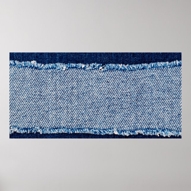 Affiche Cadre de tissu en denim bleu. Tissu en denim blanc (Devant)
