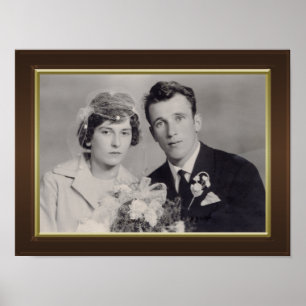 Affiche Cadre en bois Brown avec bordure en or photo perso