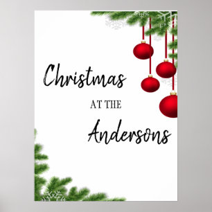 Affiche cadre en pin familial ornements de Noël vacances