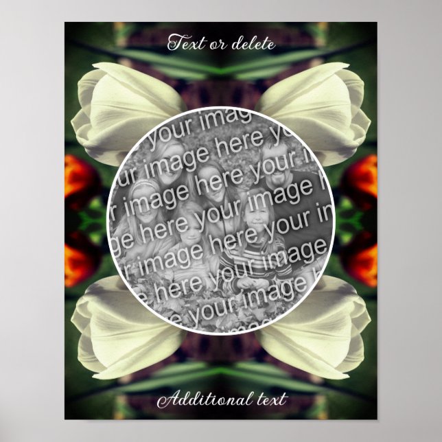 Affiche Cadre Fleur Tulipe Blanche Créez votre propre phot (Devant)