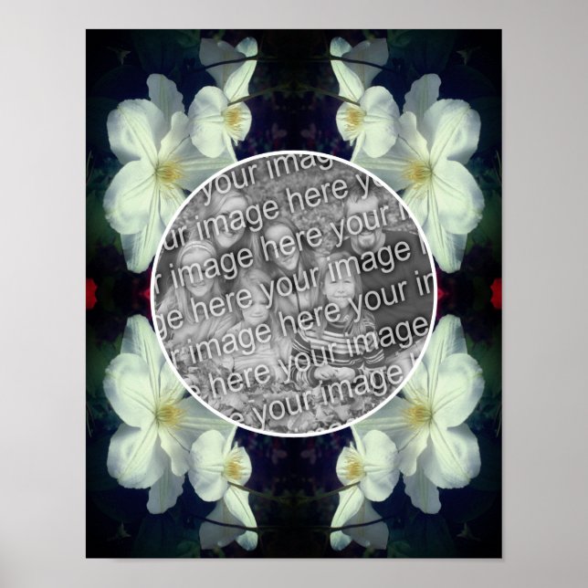 Affiche Cadre Fleurs Clematis Blanches Créez Votre Propre  (Devant)