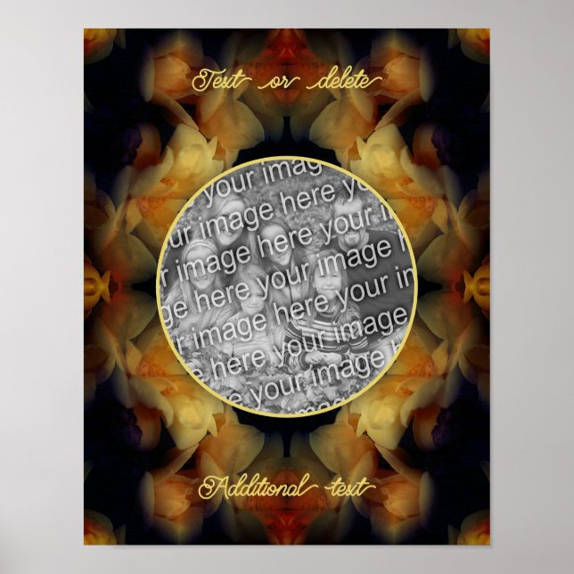 Affiche Cadre Fleurs de Rose Jaune Créez votre propre phot (Devant)