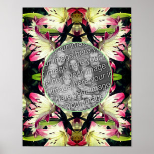 Affiche Cadre Fleurs Lys Rouge Et Blanc Ajouter Votre Phot