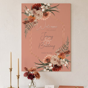 Affiche Cadre Floral Boho Rust et Neutre Automne Pêche Rou