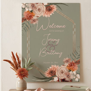 Affiche Cadre floral Boho Rust & Neutre Automne Vert Sauge