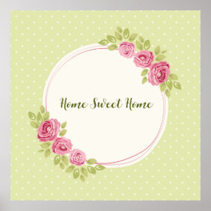 Affiche Cadre Floral Vintage Shabby Chic avec des Roses