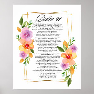 Affiche Cadre géométrique floral Psalm 91