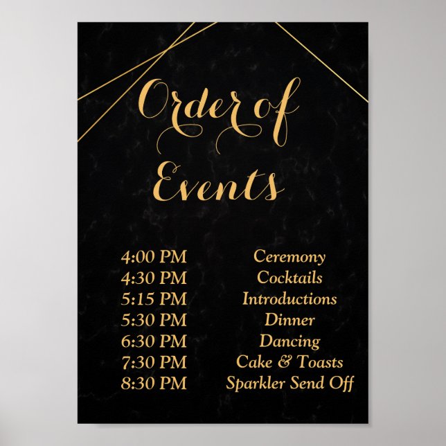 Affiche Cadre géométrique noir et or chic Ordre (Devant)