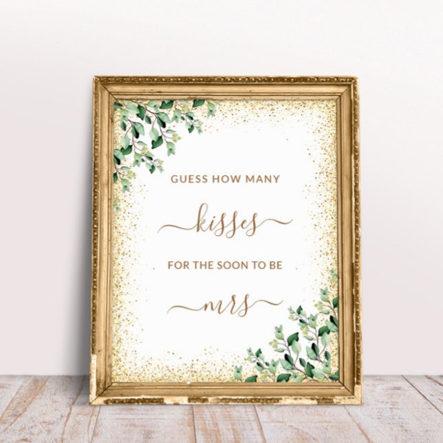 Affiche Cadre Or Feuilles de verdure Combien de baisers je (Créateur téléchargé)