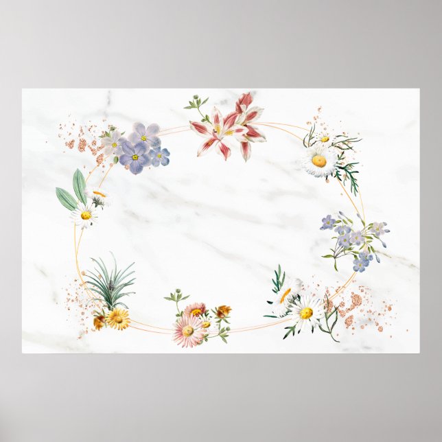 Affiche Cadre ovale floral blanc (Devant)