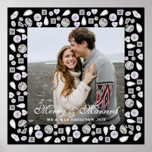 Affiche Cadre photo de couple élégant moderne Silver Diamo