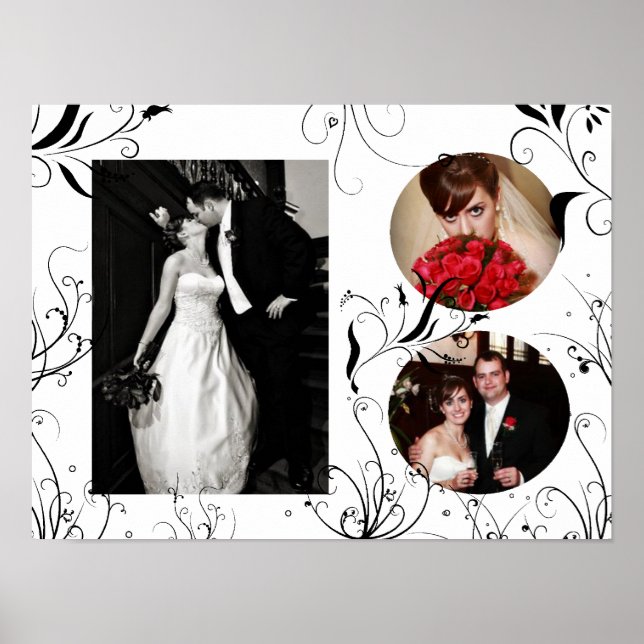 Affiche Cadre photo de mariage élégant Imprimer (Devant)